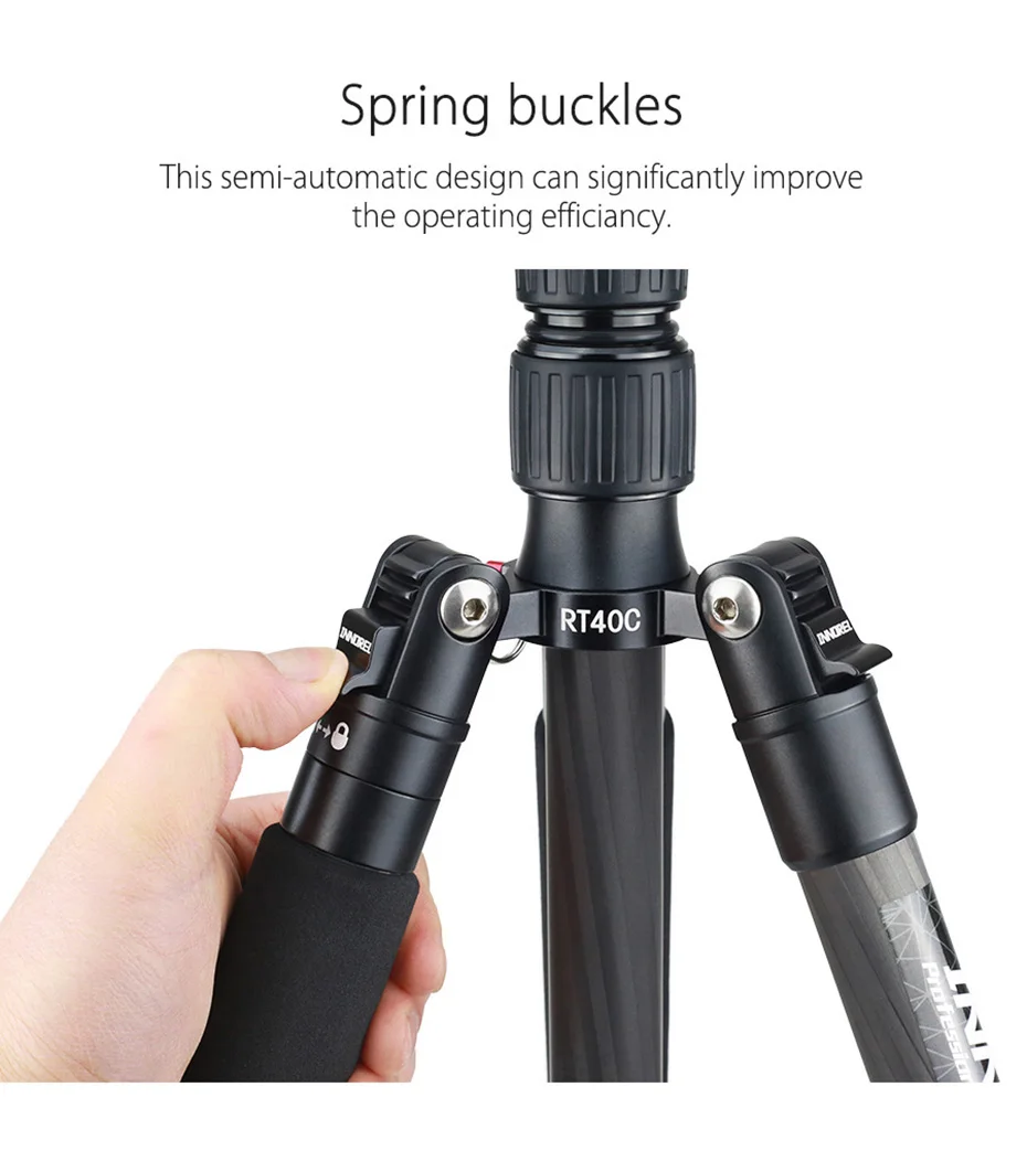 RT40C Carbon Fiber Camera Tripod Professional Travel Compact Tripod Video Monopo
