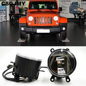 

3-IN-1 Functions Auto LED For Jeep Wrangler 2008 - 2015 2016 DRL Daytime Running Light Car Projector Fog Lamp with yellow signal