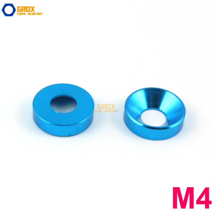 

25 Pieces M4 Sky Blue Aluminum Washer Countersunk Flat Head Screw Washer