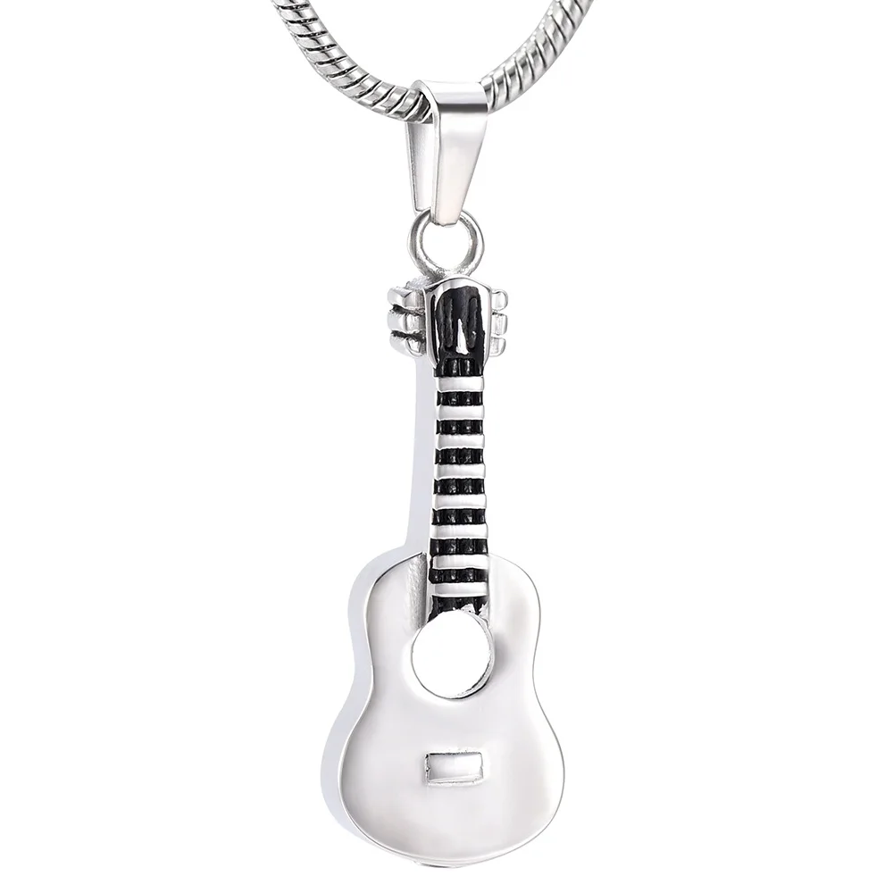Stainless Steel Music Collection Cremation Pendant for Human Ashes Guitar Shape Keepsake Memorial Urn Necklace | Украшения и