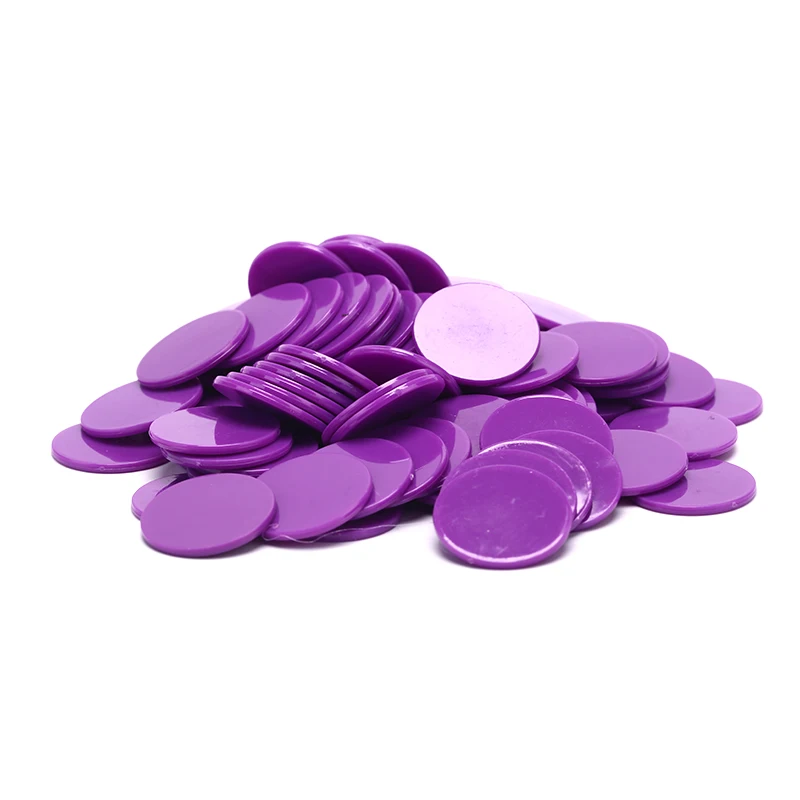 100 шт/партия 25 мм пластиковые казино, фишки для покера маркеры бинго маркер веселье семейный клуб настольные игры игрушка креативный подарок 9 цветов - Цвет: purple