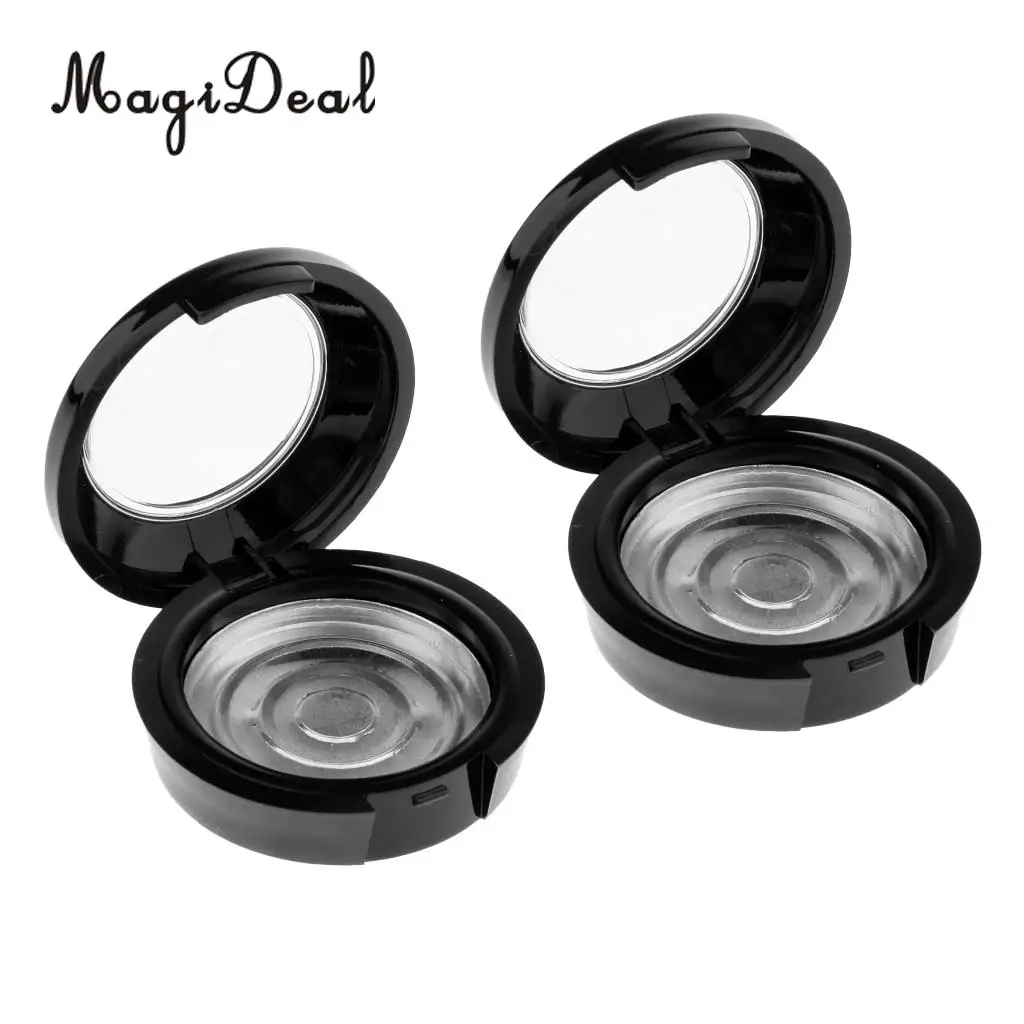 2pcs Cosmetic Empty Palette Eyeshadow Eyebrow Powder Blusher Makeup Case Highlighters Container Mirror Inside
