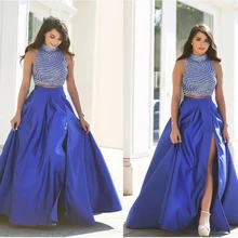 2 stück der frauen prom kleider vestido de noiva a line prom abendkleider sleeveless hohen split abend dress