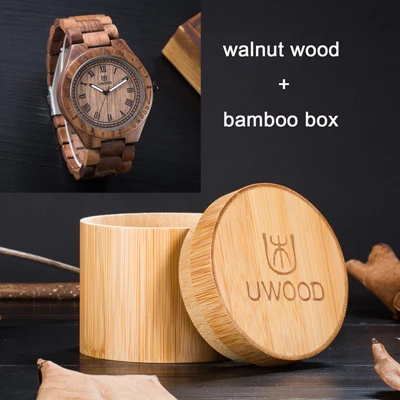 Новинка! Топ Роскошные мужские часы 47,5 мм большой размер мужские деревянные часы дешевые модные деревянные часы - Цвет: walnut with box
