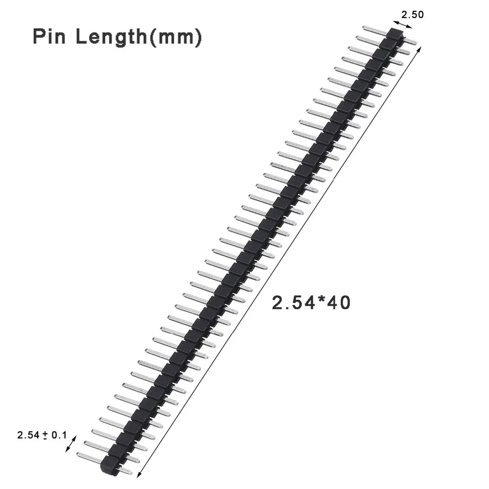 200 шт./упак. 40 Pin 1x40P Однорядный Мужской 2,54 поломка 40Pin коннектор для Arduino черный