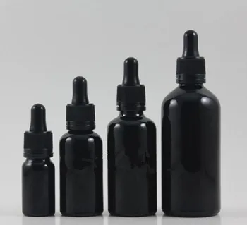 

2017 New 50pcs 10/30/50/100ml black travel refillable Dropper bottle with black lid,glass perfume packing