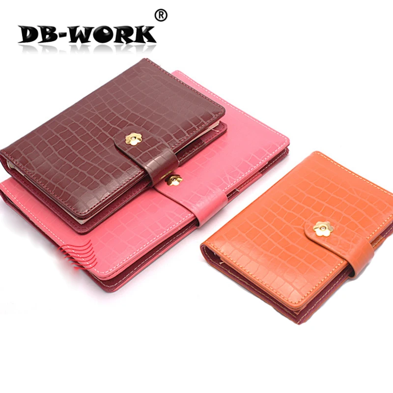 

2019 Fashion business notepad Gold buckle orange purple red fushia loose-leaf notepad notebook