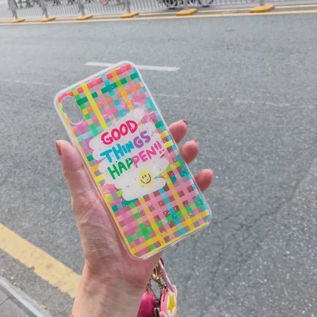 INS цветной сетчатый чехол для телефона со смайликами и буквами iphone Xs 11 pro MAX XR X 6 6s 7 8