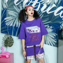 Улица бренд хип-хоп Письмо BF вышивка шить hollowed лямки свободные негабаритных Длинные Средний футболка с короткими рукавами