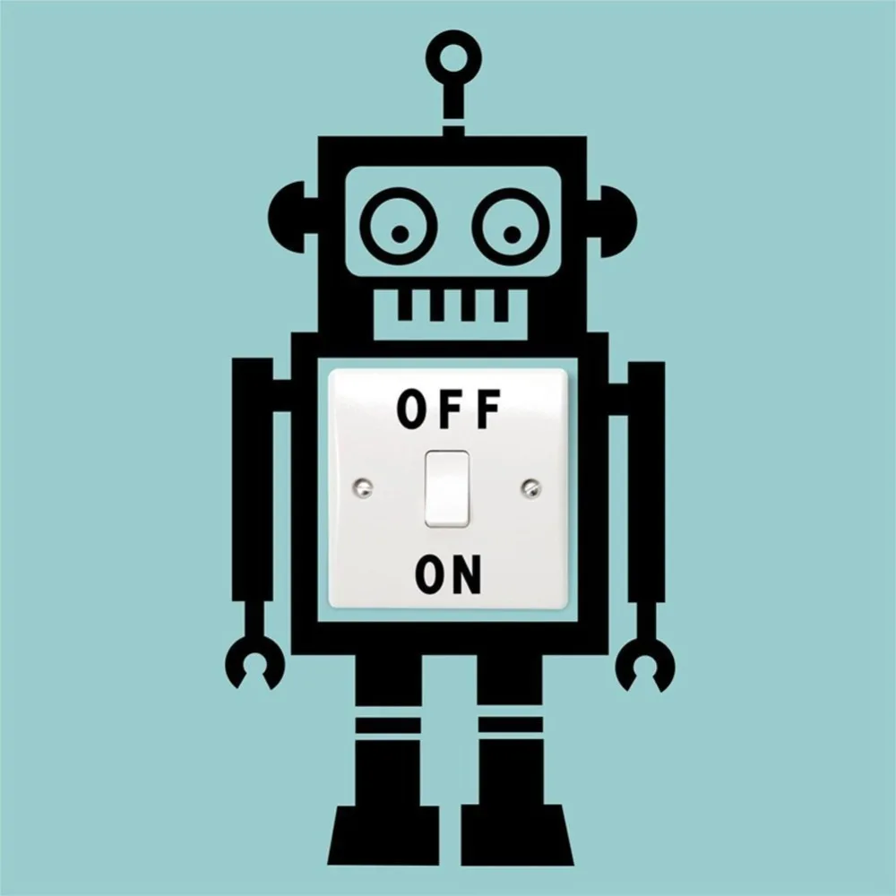 

Free Shipping Cartoon Robot Switch Sticker Vinyl Home Decor Decals Boys Room DIY Decoration Art Wall Sticker Mural BB-10