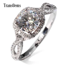 Wedding rings round brilliant cut 1.5 Carat Lab Grown Moissanite Diamond with Diamond Accents White Gold ring for Women