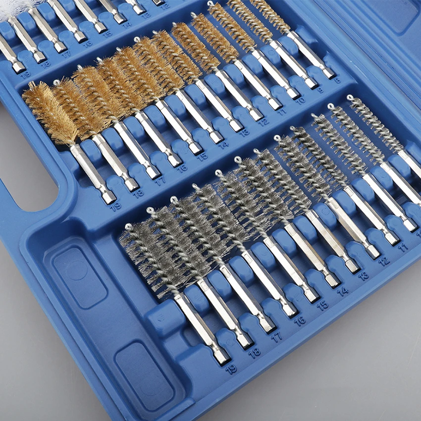 38PCS Industrial Wire 1//4in Hex Shank Brush Set Extendable Stainless Steel