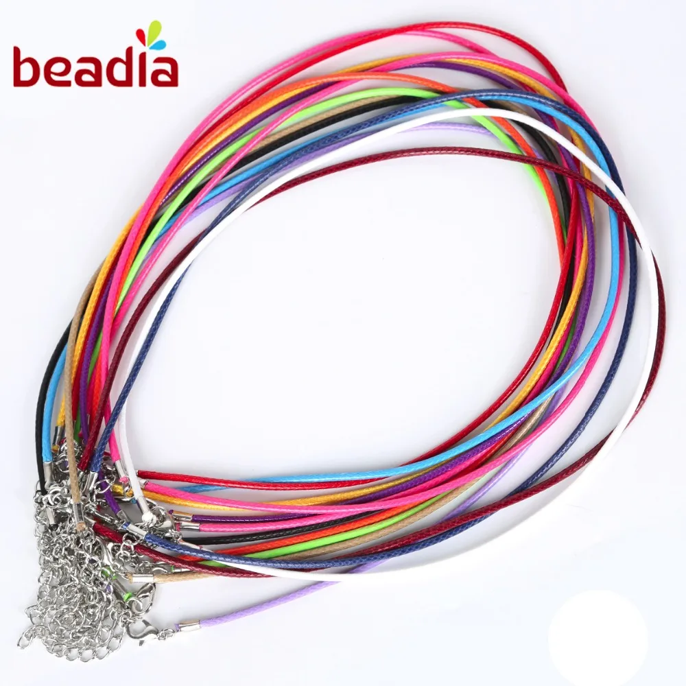 

10pcs 2mm Adjustable 45+5cm String Leather Cords Thread Chain With Clasp Lobster For Bracelet Necklace Jewelry Charms Findings