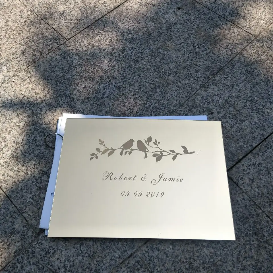 

Customized Mirror Cover Guest Book Guestbook Album Acrylic Cover Check in Book Wedding Gift