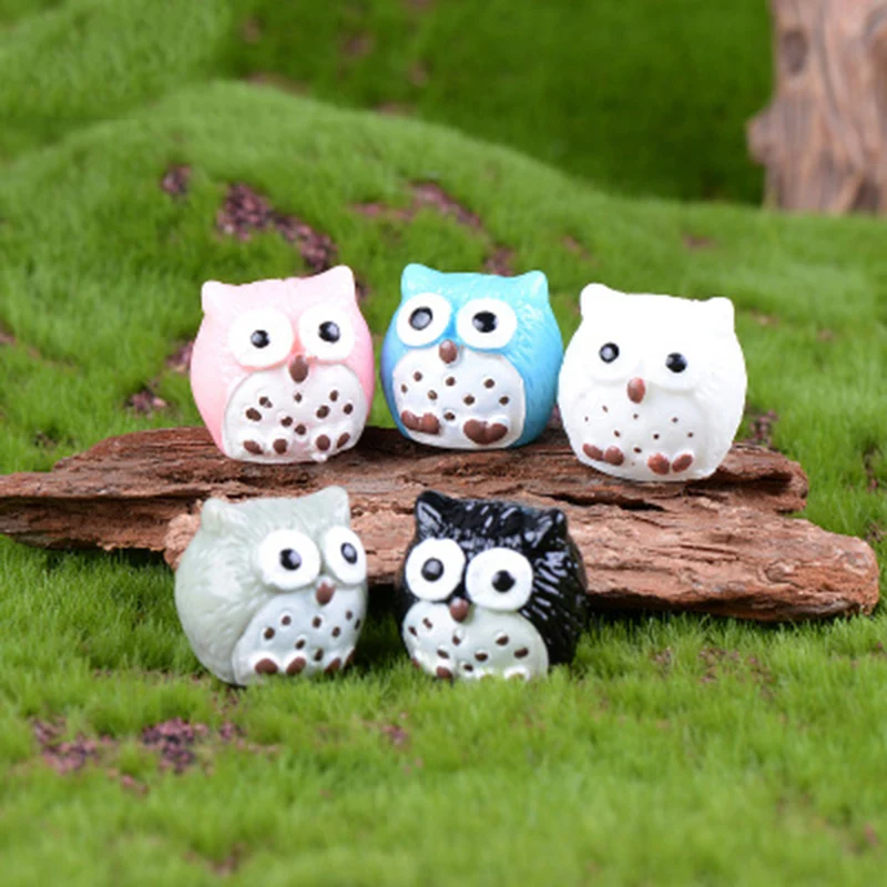 

ZOCDOU 5 Pieces Colorful Night Owl Small Resin Ornament Crafts Statue Figurine Minerva Bird Home Car Desk Decor False Money Box