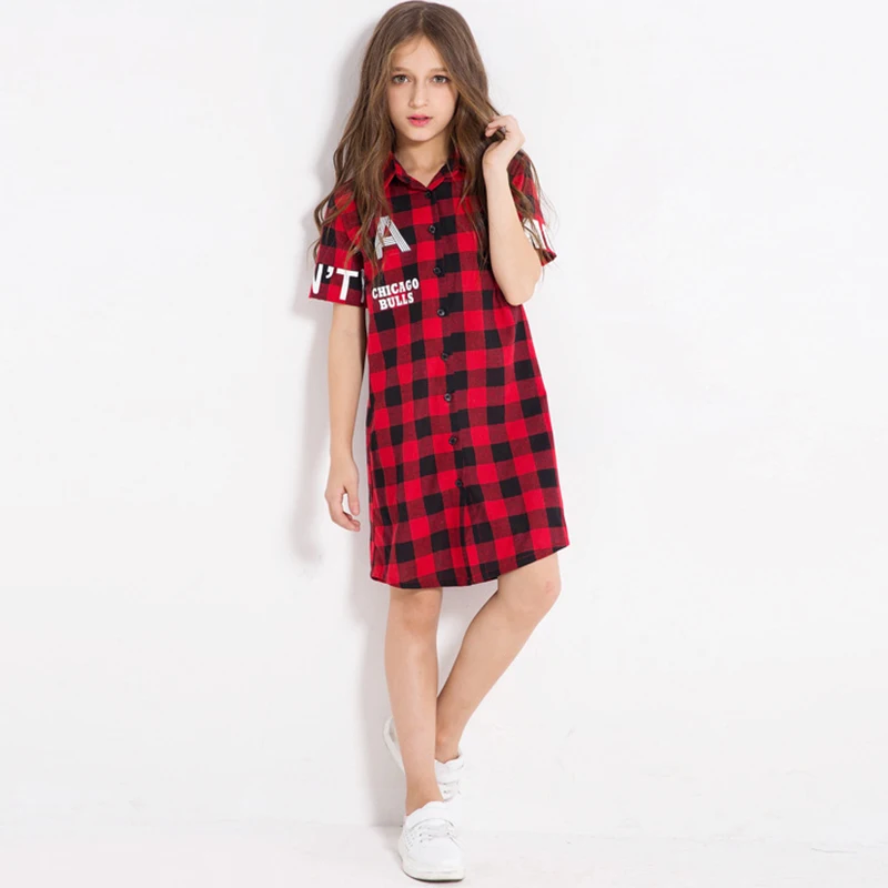 red plaid shirt dress