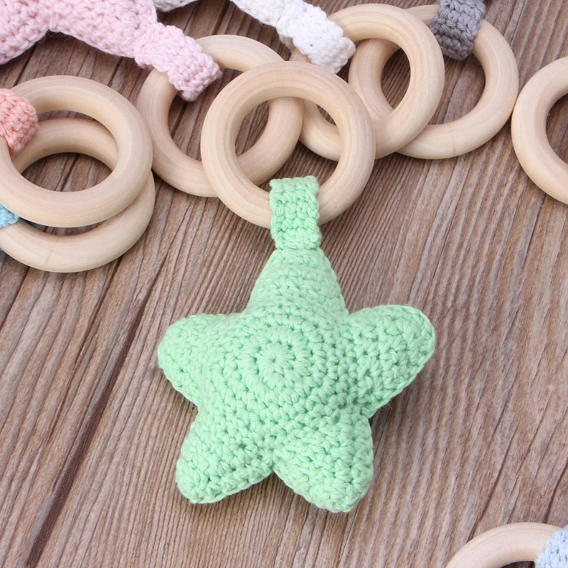 

Baby Teething Ring Chewie Teether Safety Wooden Natural Star Sensory Toy Gift