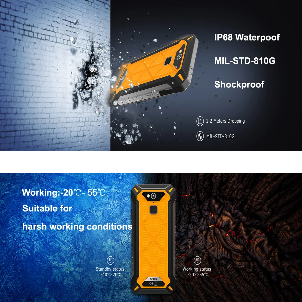 Nomu S50 Pro ударопрочный смартфон MTK6763 V/V Восьмиядерный 4 Гб 64 ГБ Android 8,1 5000 мАч OTG+ NFC 16 МП IP69 водонепроницаемый мобильный телефон