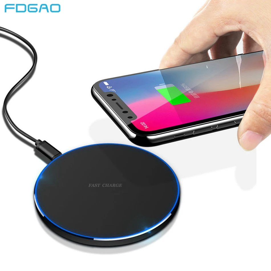 

FDGAO Quick 10W Qi Wireless Charger For iPhone XS Max XR X 8 Samsung S9 S8 Note 9 8 USB Automatic Mobile Phone Fast Charging Pad