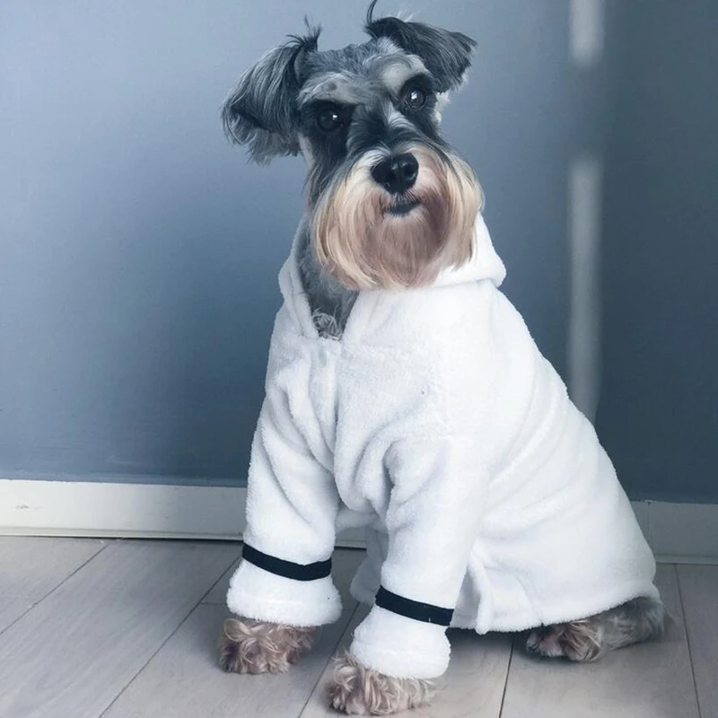 Hot Newest Pet Bathrobe Coral Cashmere Thickened Pet Hoodie Nightgown