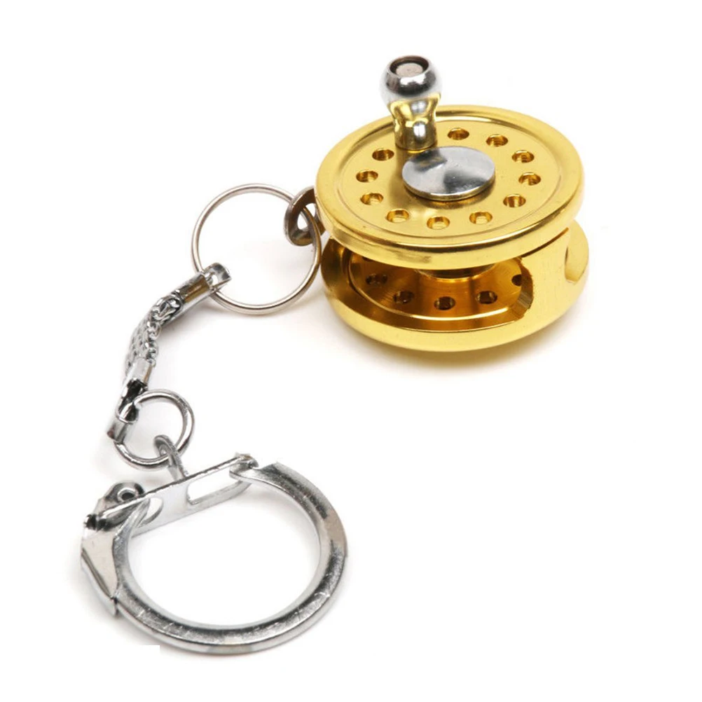 

Miniature Fishing Reel Key Ring Key Chain Keyring Gold
