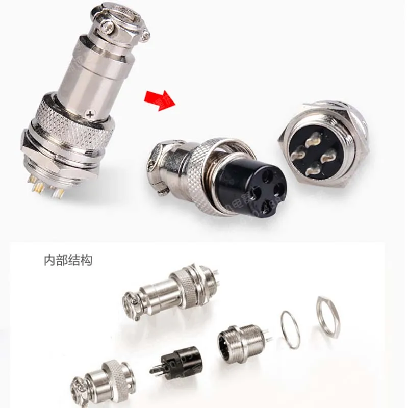 

Aviation Plug Male & Female Wire Panel Metal Connector 16mm 4 Pin GX16-4 4-Pin