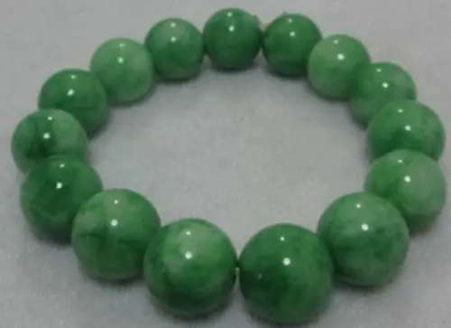 12 мм природы красивый зеленый нефрит жадеит браслет зеленый браслет 7."