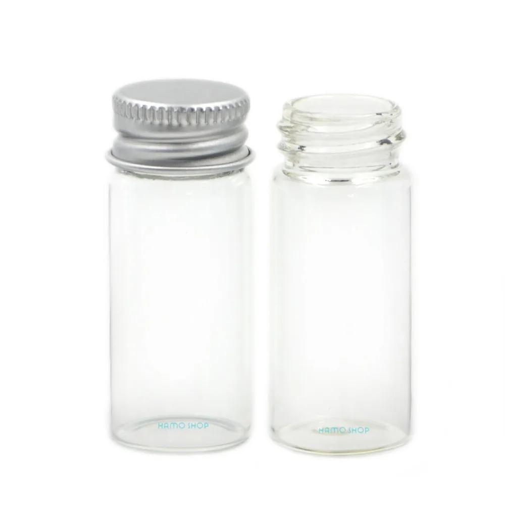 

10pcs 10ml Silver Cap Glass Bottle Threaded Aluminum Cap Oil Clear Vial Wishing 2250