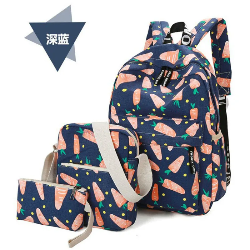 

3pcs set Hot Women Printing Backpack for School Teenagers Girls Canvas school bags Vintage Ladies laptop bag Backpaks mochilas