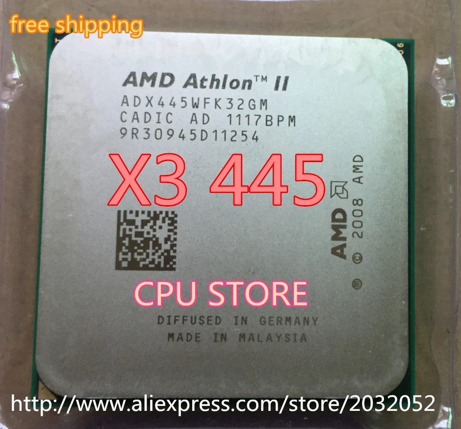 Процессор AMD Athlon X3 445 3 1 ГГц 5 МБ L2 кэш разъем процессор AM3 рассеянные детали 100%