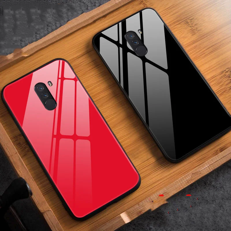 Глобальная версия для Xiaomi PocoPhone F1 стеклянный чехол Роскошная мягкая рамка из ТПУ +