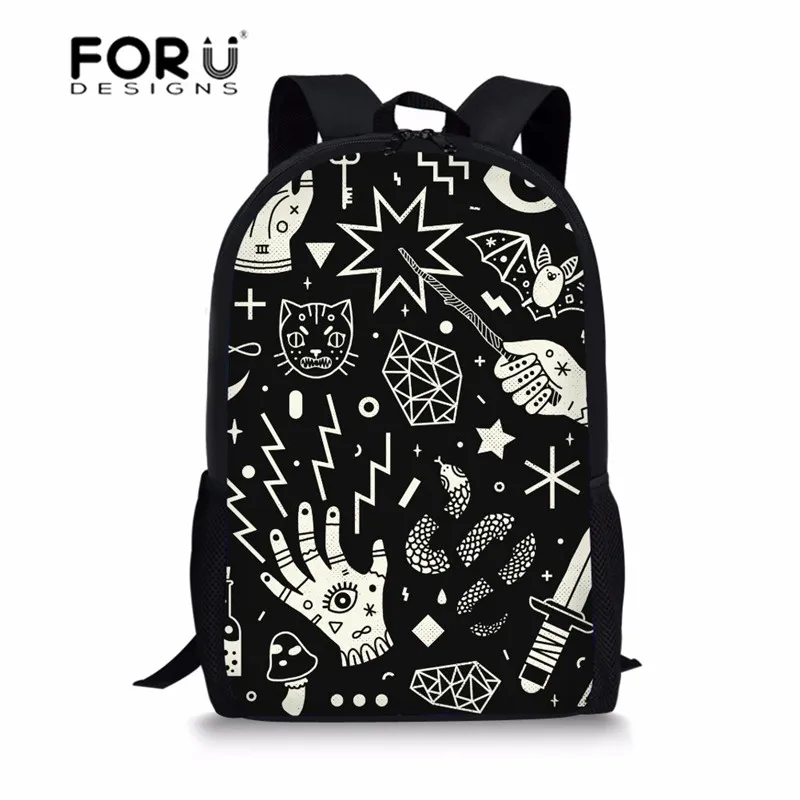 

FORUDESIGNS SpellBound Witchcraft Ouija Crafty Printing School Backpack for Girls Kids Backpack Teenager Students Bookbag Cat