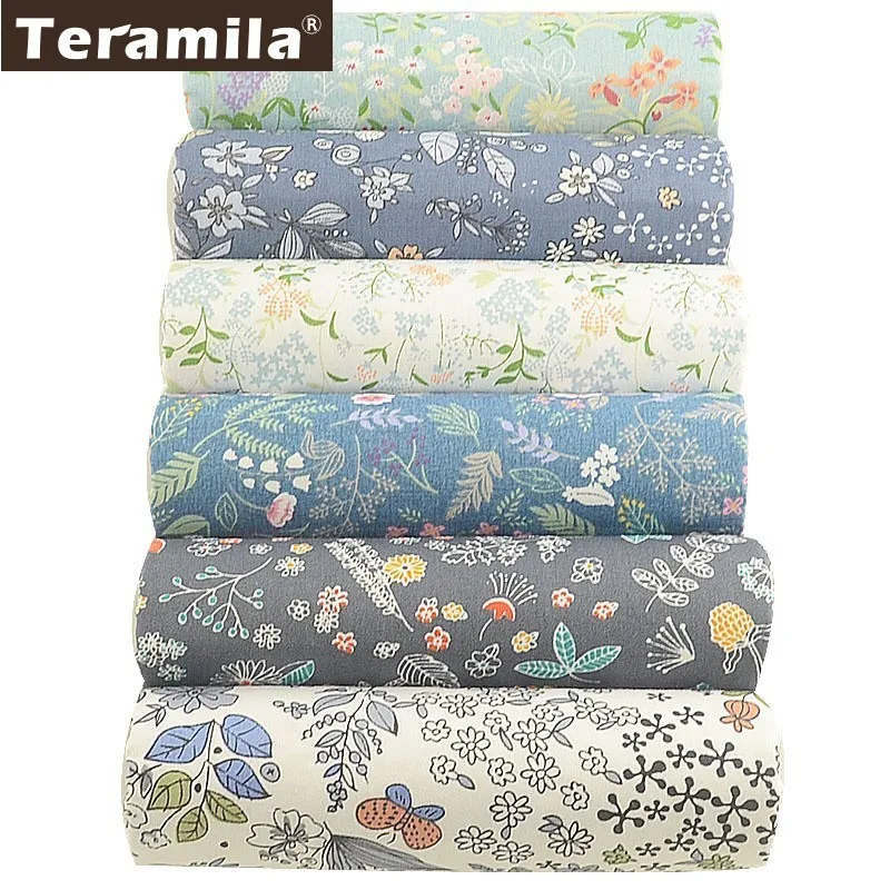 TERAMILA Telas, хлопок, ткань с цветочным принтом, стеганая Подушка, наволочка для подушки, ткань для шитья, сделай сам, 6 шт./40 см x 50 см, украшение для дома