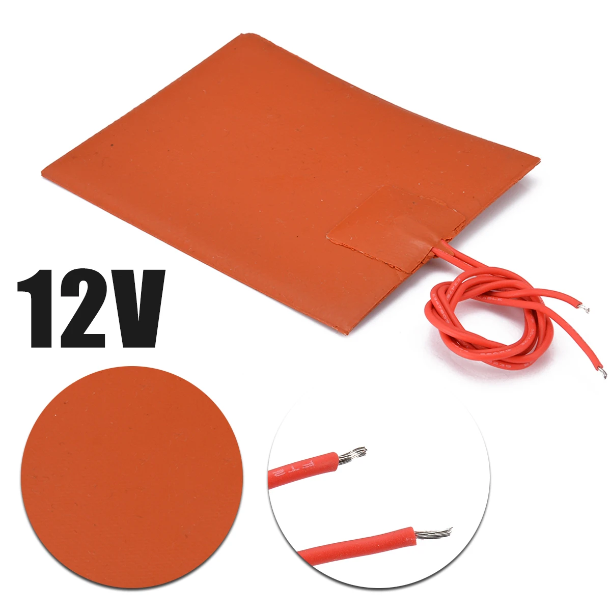80x100mm 12V DC 20W Flexible Waterproof Silicone Heater Bed Pad For 3D Printer Heat Bed Electric Pads Red