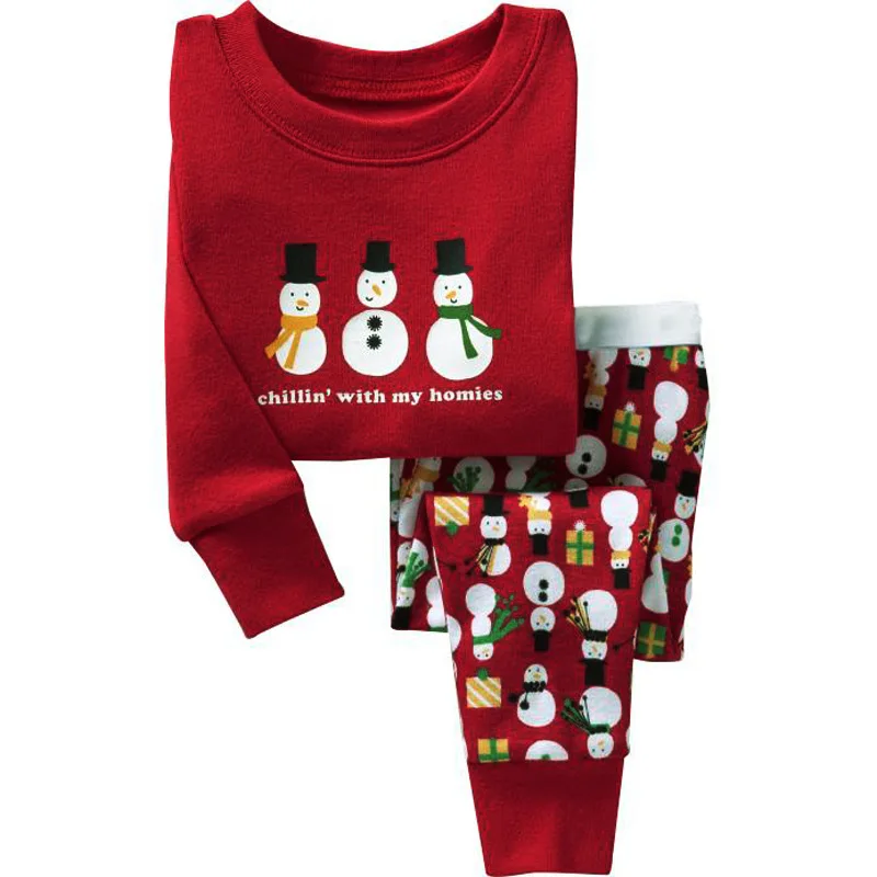 

Infantil Baby Boys Girls Red Christmas Costumes Children Cartoon Snowman Pajamas Clothes Set Kids Autumn Winter Clothing Sets