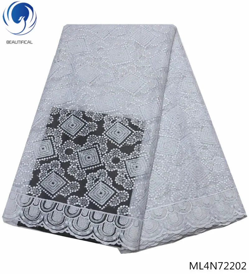 

BEAUTIFICAL white african lace fabric french lace african quality lace fabric wedding embroidery 5yards/lot for garment ML4N722