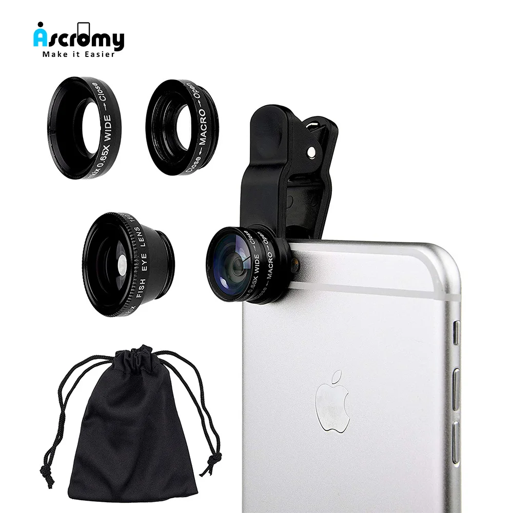 

3 in 1 Wide Angle Zoom Telephoto Lens Cell Mobile Phone Fisheye Camera Lenses Kits Smartphone For iPhone 5 6 7 8 plus Xr Samsung