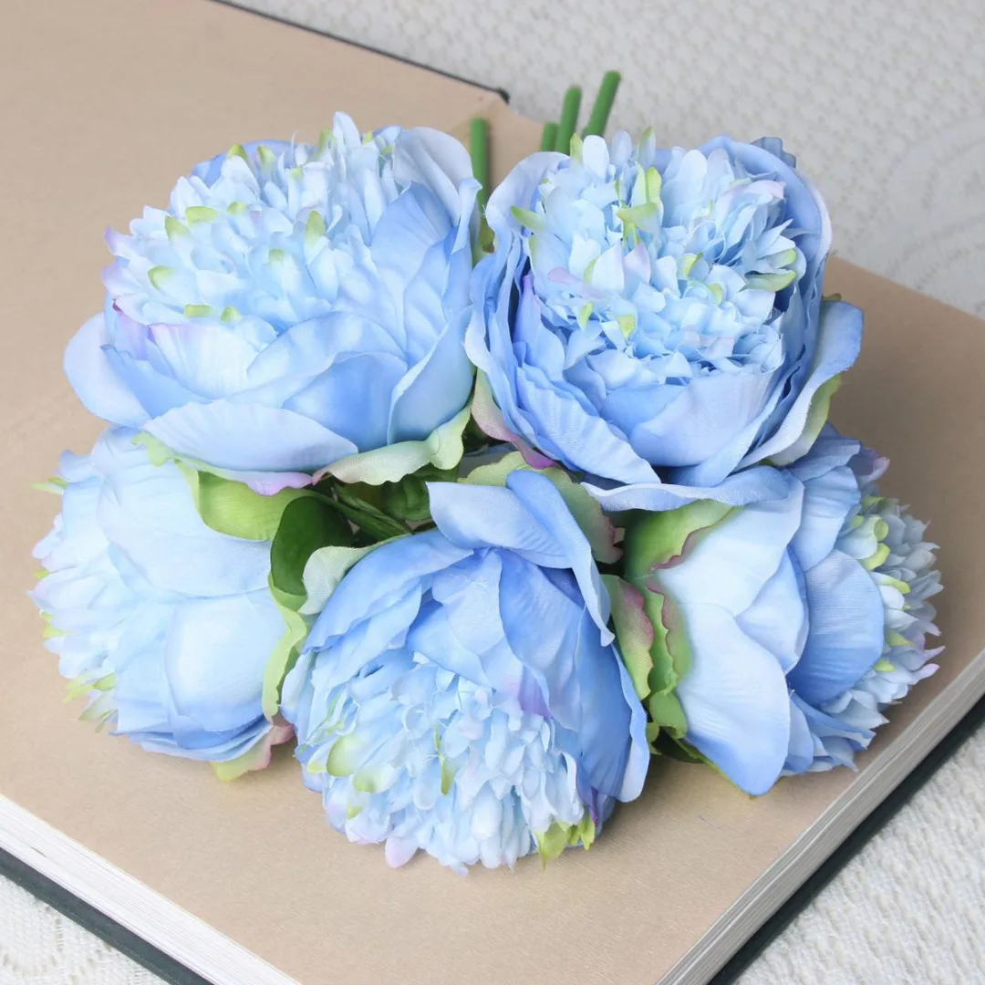 1 Bouquet Artificial  High Quality Fake Peony Bouquet Flower Decoration Simulation Flower Silk Artificial Peony Flowers