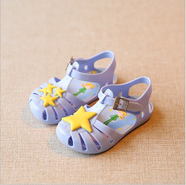 Мини-туфли; коллекция года; летние детские сандалии для девочек; прозрачные туфли со звездами для девочек; размеры EU19-27; мини-туфли - Цвет: Небесно-голубой