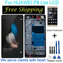 For HUAWEI P8 Lite ALE-L21 P8 LITE L04 LCD with frame for HUAWEI P8 Lite LCD Display touch screen digitizer Assembly replacement p8