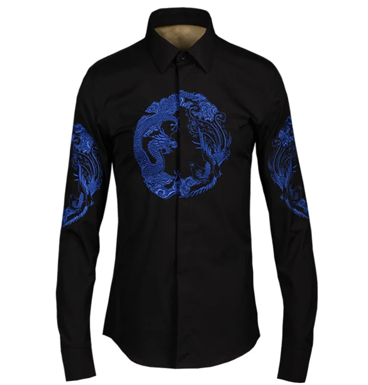 

Men's Casual Long Sleeve Plaid Button Down Check Shirts Tops Slim Floral Print Shirt
