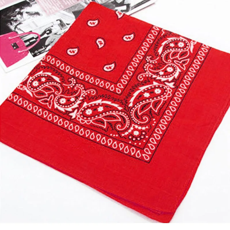 Класс A хлопок движение мужчин t печать тюрбан унисекс Винтаж для женщин мужчин головной убор шеи шарф браслет носовой платок - Цвет: Красный
