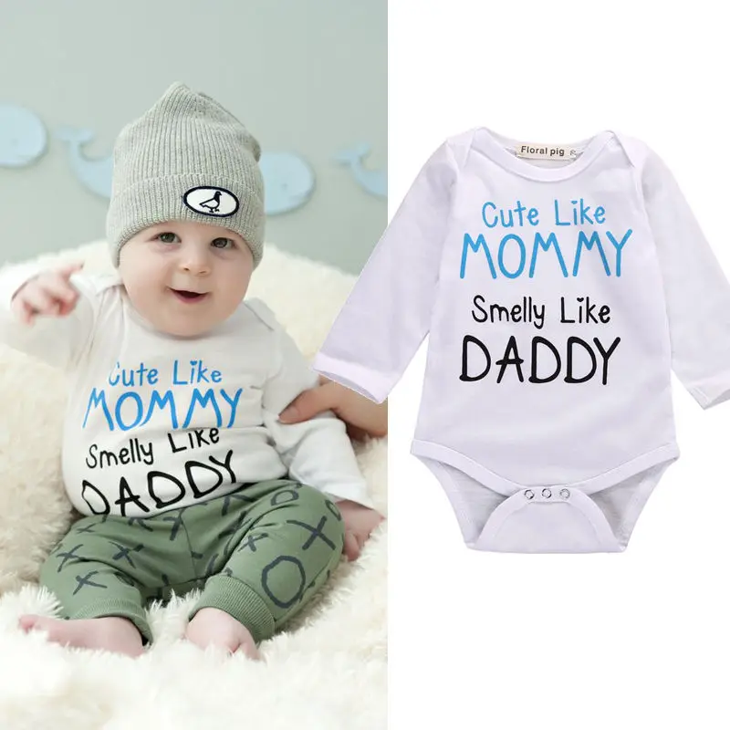 Mommy Daddy Print Newborn Toddler Baby Boy Girl Bodysuits Cotton