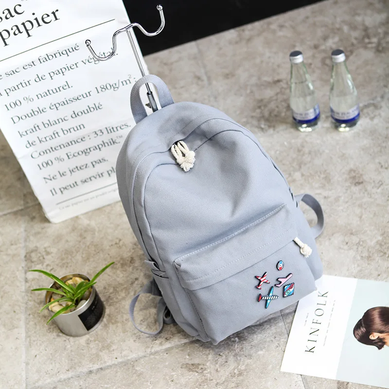 2018 Solid Color Canvas Women Backpack High Capacity School Bag Student Adolescent Girl Backpack Female Rucksack Mochila Bagpack