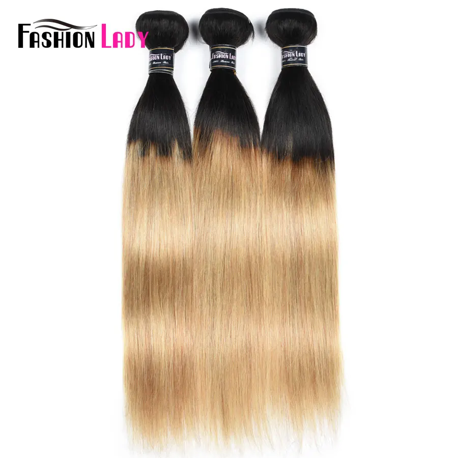 FASHION LADY Pre-Colored Ombre Indian Straight Hair Bundles With Closure 1B/27 3 Pieces Human Hair Bundles With Closure Non-Remy FASHION LADY Pre-Colored Ombre Indian Straight Hair Bundles With Closure 1B/27 3 Pieces Human Hair Bundles With Closure Non-Remy