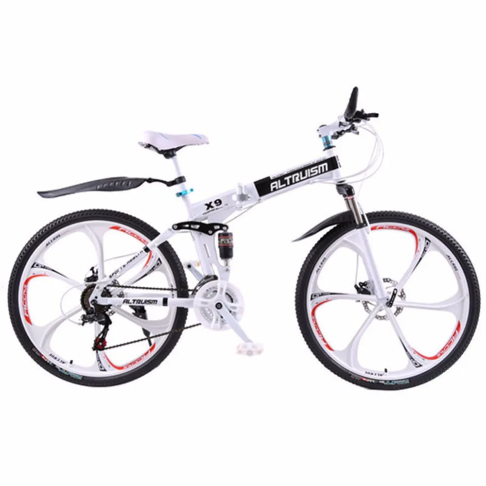 Top ALTRUISM Unisex Steel Hard Frame (Non-rear Damper) Double Disc Brake 26*21(160-185cm) Alloy Rim Folding Mountain Bicycl 1