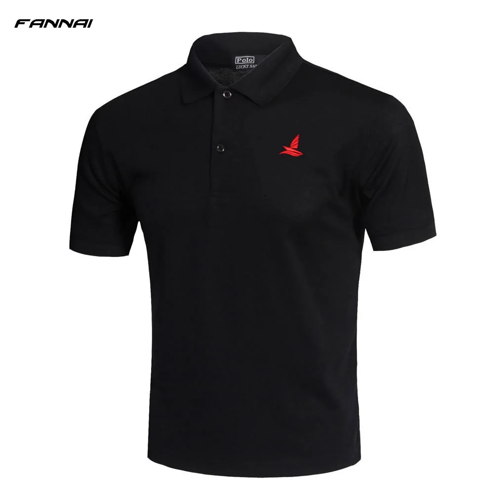 Высокое качество Camisa Polo приталенная Мужская рубашка из хлопка с отложным воротником Летняя мужская рубашка поло модная Повседневная рубашка поло - Цвет: BlackCSL01P