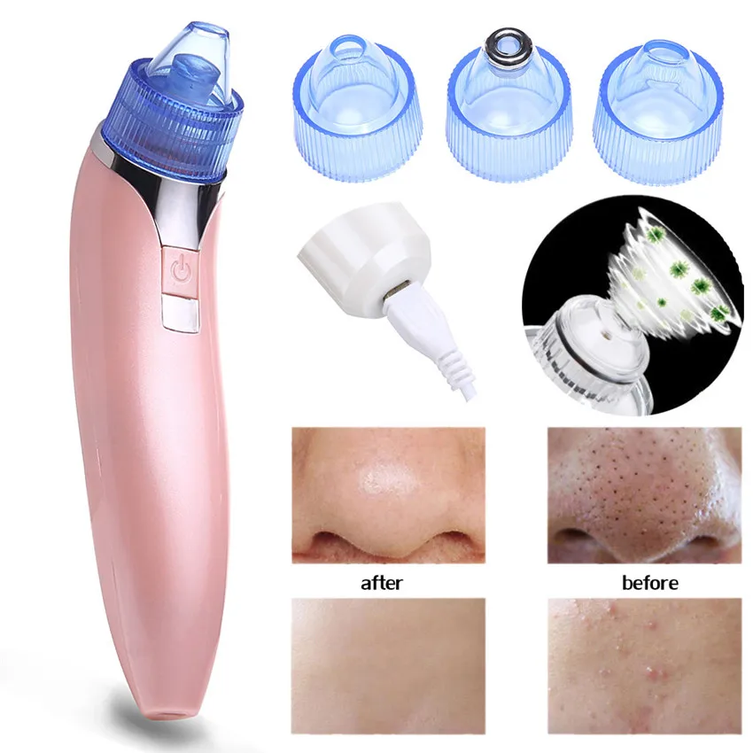

2018 new Blackhead Vacuum Acne Cleaner Pore Remover Electric Skin Facial Cleanser Care with 4 changeable heads #0406 CC
