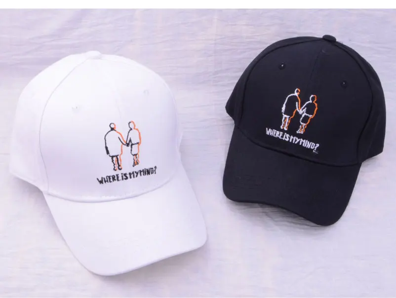 baseball cap men women baseball cap hip hop cotton black white embroidery baseballcap with two men hand in hand Letter cap (12)