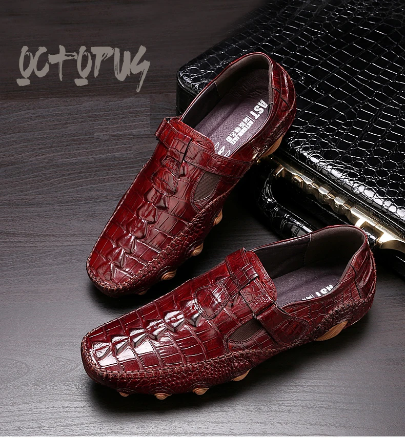 New Men's Octopus Leather Driving Shoes Crocodile Slip On Loafers For Mens Casual Shoes Moccasins Business Clogs Shoes Branded (1)